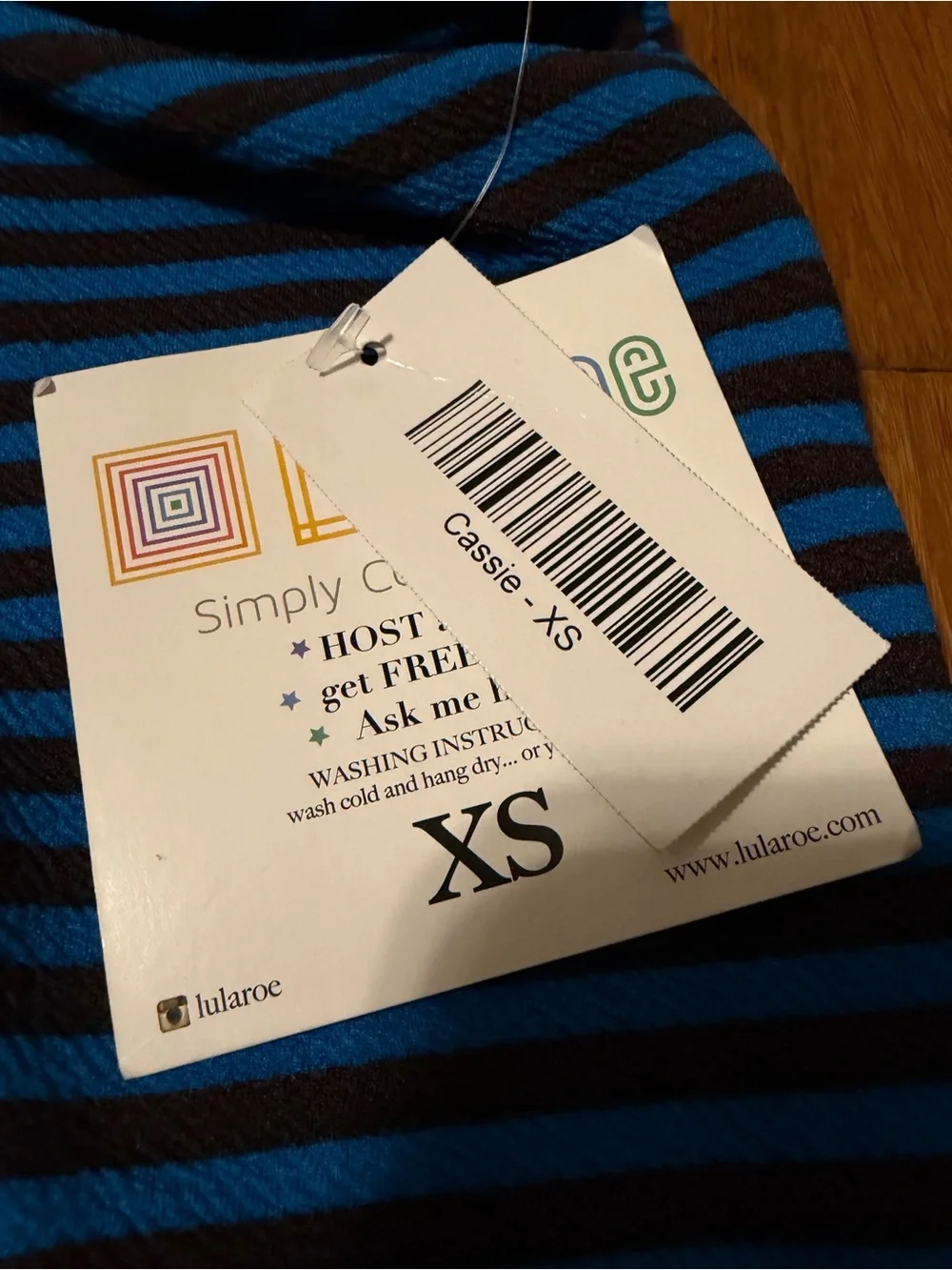 LuLaRoe Cassie Blue and Brown Striped Pencil Skirt